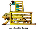 A lion being released for hunting, from an Babylonian Illustration. (Shows that lions were kept by Babylonians, as Daniel`s story suggests)